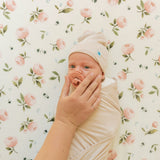 Stretch Knit Crib Sheet - Watercolor Rose - HoneyBug 