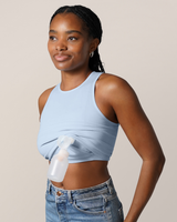 Sublime® Bamboo Hands-Free Pumping Longline Bra Top | French Blue - HoneyBug 