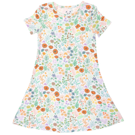 Summer Floral Bamboo Girls' Short Sleeve Dress - HoneyBug 