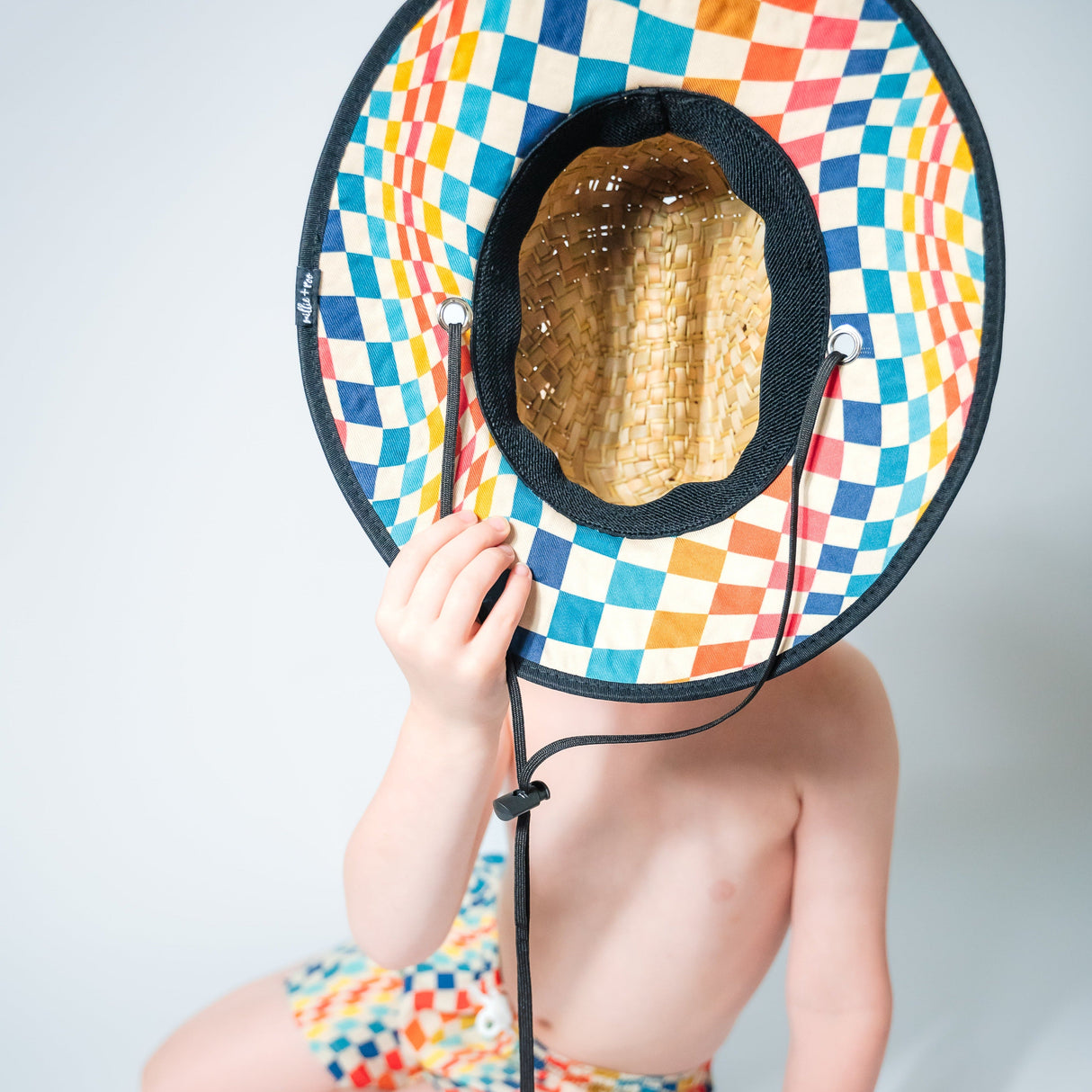 Straw Hat- Groovy Check - HoneyBug 