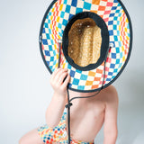 Straw Hat- Groovy Check - HoneyBug 