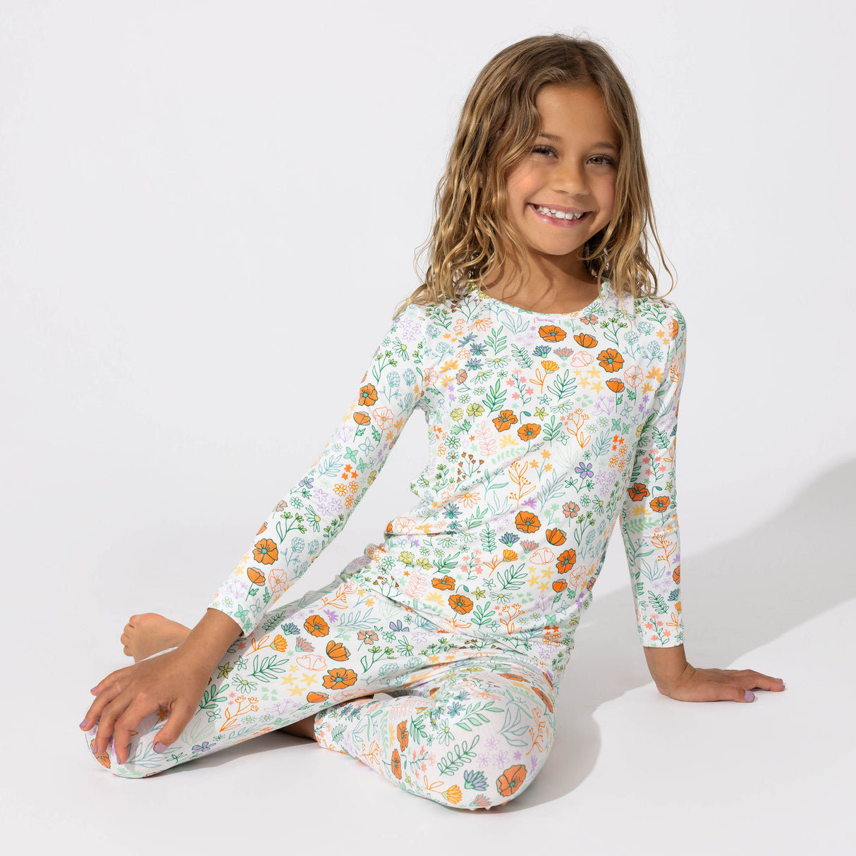 Summer Floral Bamboo Kids Pajamas - HoneyBug 
