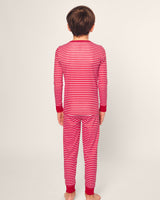 Kid's Pima Snug Fit Pajama Set in Red Stripe - HoneyBug 