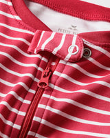 Baby's Pima Romper in Red Stripe - HoneyBug 