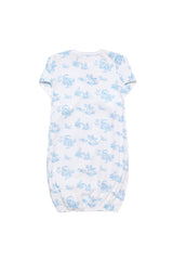 Blue Toile Baby Gown - HoneyBug 