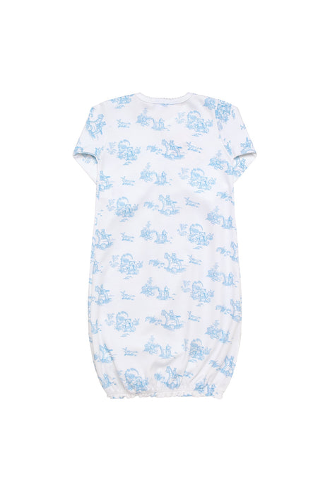 Blue Toile Baby Gown - HoneyBug 