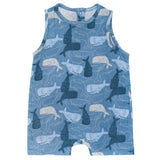 Muslin Sleeveless Coverall - Whale Tales - HoneyBug 