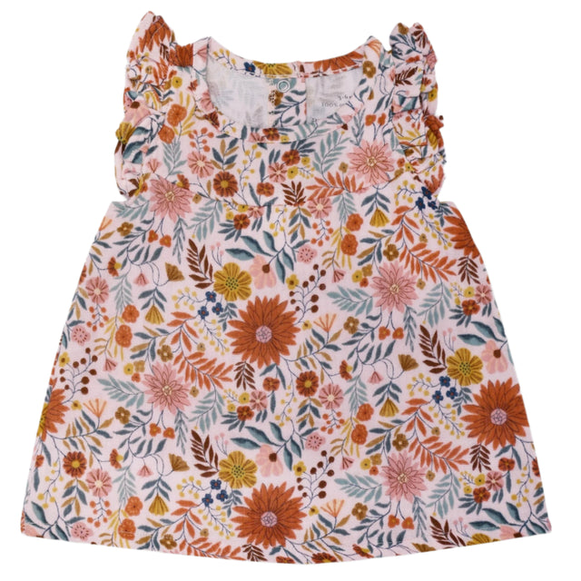 Muslin Flutter Sleeve Dress - Zinnia Bloom - HoneyBug 