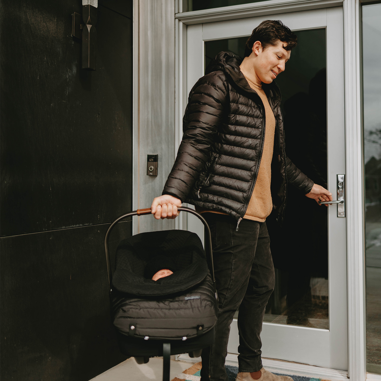 Infant Car Seat Footmuff - Black - HoneyBug 