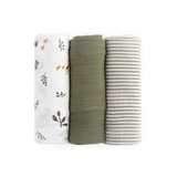 Cotton Muslin Swaddle Blanket 3 Pack - Forest Friends 2 - HoneyBug 