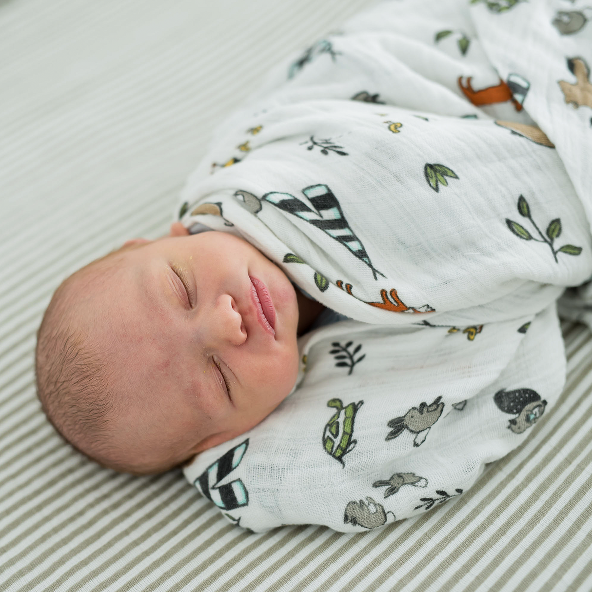 Cotton Muslin Swaddle Blanket 3 Pack - Forest Friends 2 - HoneyBug 