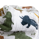 Cotton Muslin Swaddle Blanket 3 Pack - Dino Friends 2 - HoneyBug 
