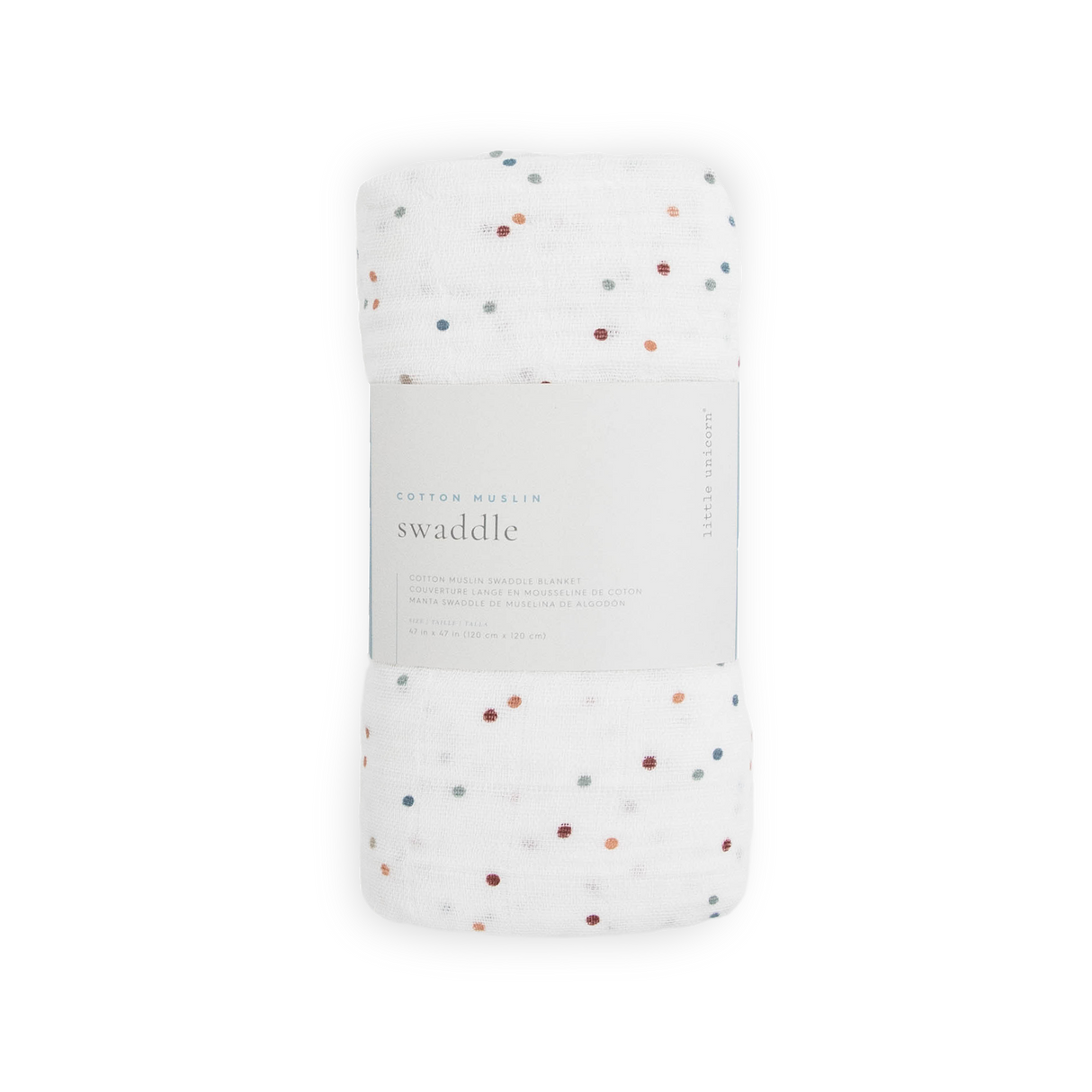 Cotton Muslin Swaddle Blanket - Dots - HoneyBug 
