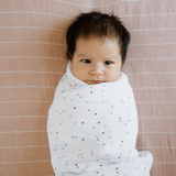 Cotton Muslin Swaddle Blanket - Dots - HoneyBug 