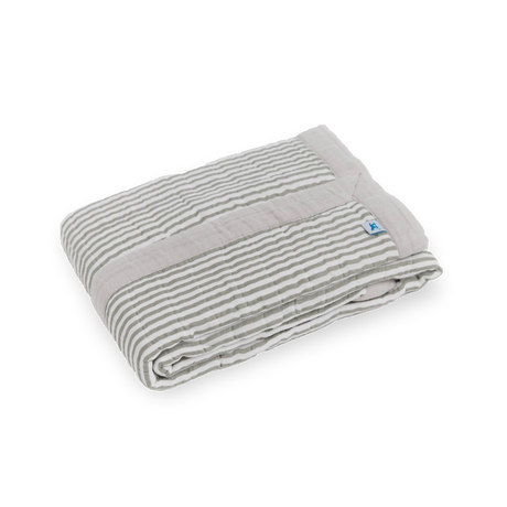 Cotton Muslin Baby Quilt - Grey Stripe - HoneyBug 