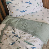 Cotton Muslin Toddler Comforter - Whales - HoneyBug 
