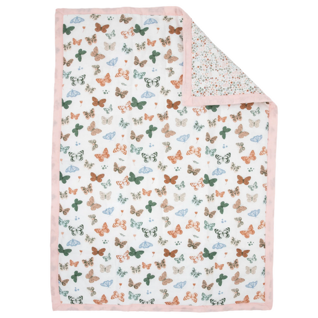Cotton Muslin Toddler Comforter - Butterflies - HoneyBug 