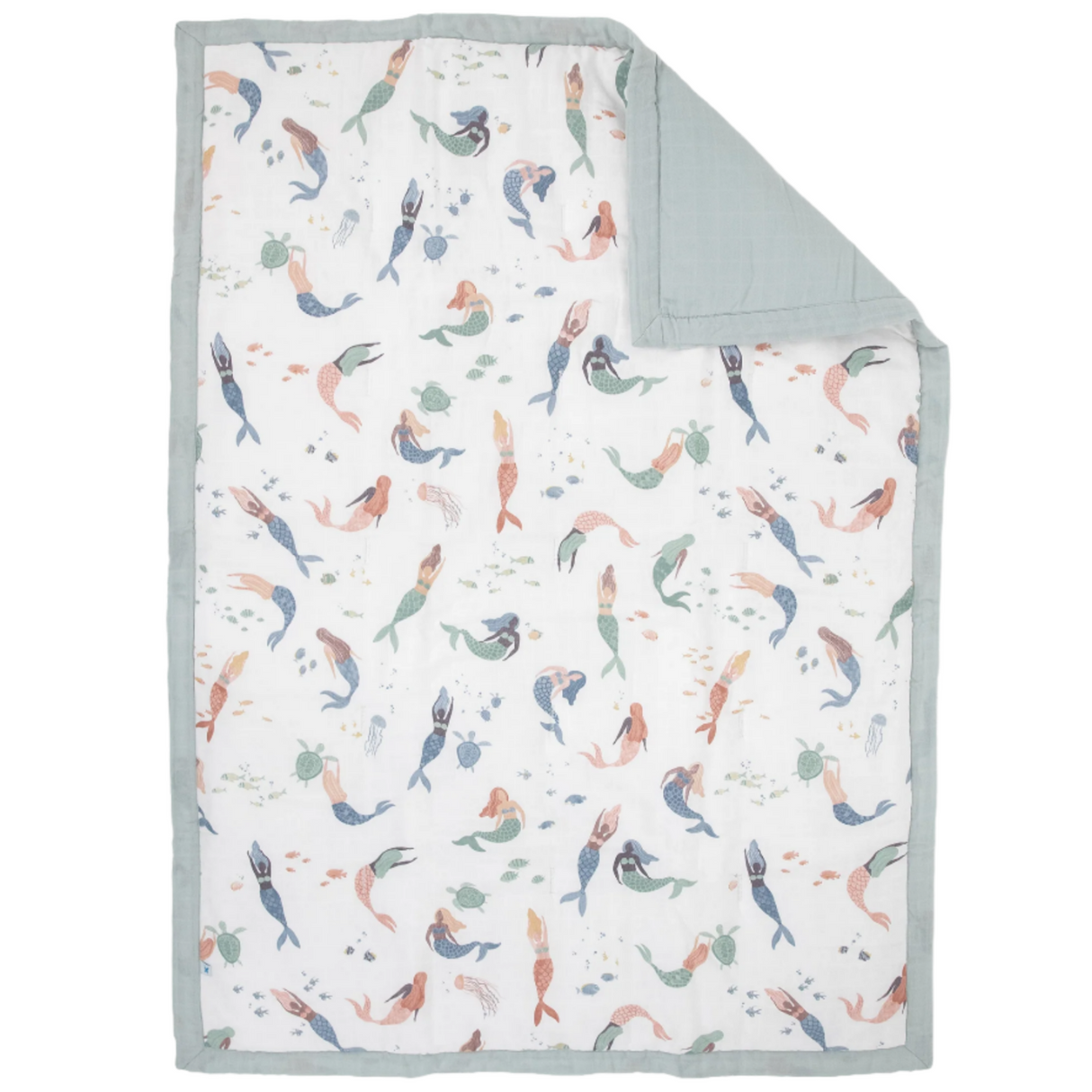 Cotton Muslin Toddler Comforter - Mermaid Party - HoneyBug 