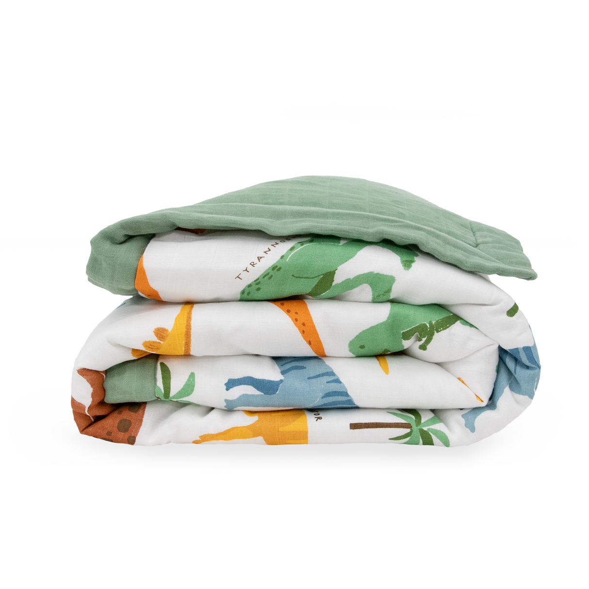 Cotton Muslin Toddler Comforter - Dino Names - HoneyBug 
