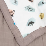 Cotton Muslin Toddler Comforter - Watercolor Critters - HoneyBug 