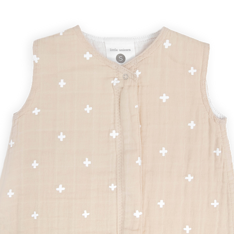 Cotton Muslin Sleep Bag - Taupe Cross - HoneyBug 