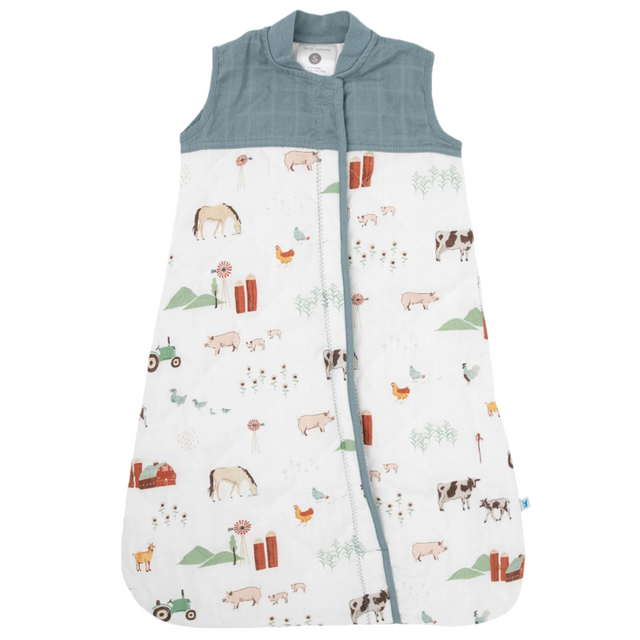 Cotton Muslin Quilted Sleep Bag - Farmyard - HoneyBug 