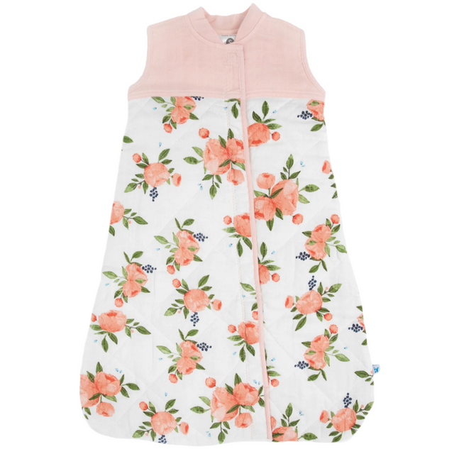 Cotton Muslin Quilted Sleep Bag - Watercolor Roses - HoneyBug 