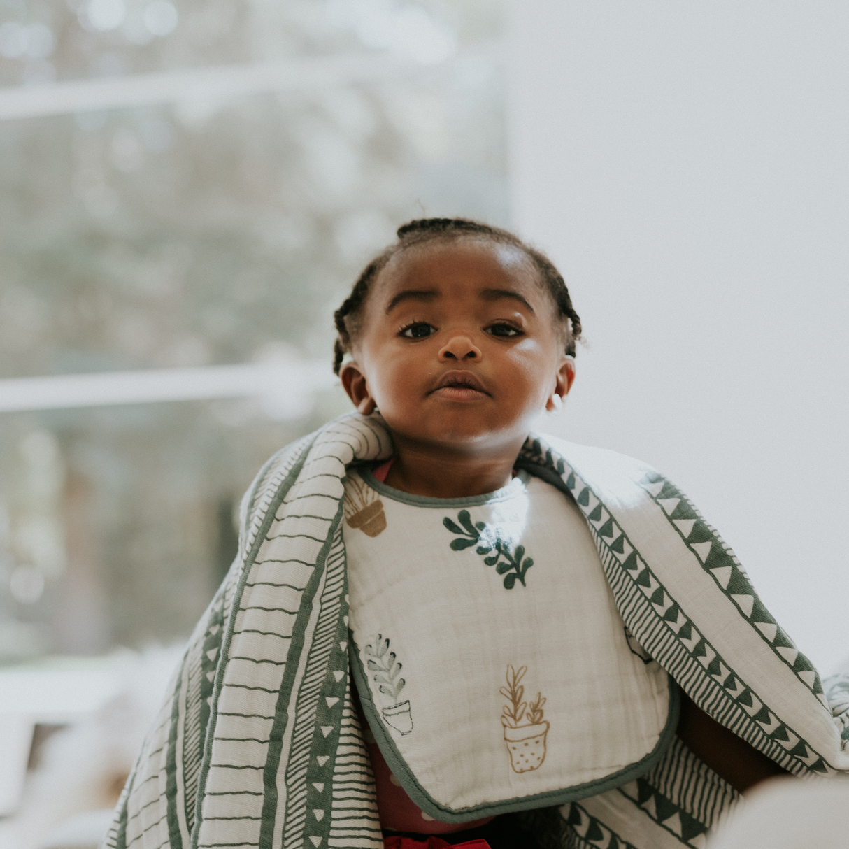 Cotton Muslin Classic Bib 3 pack - Bison - HoneyBug 