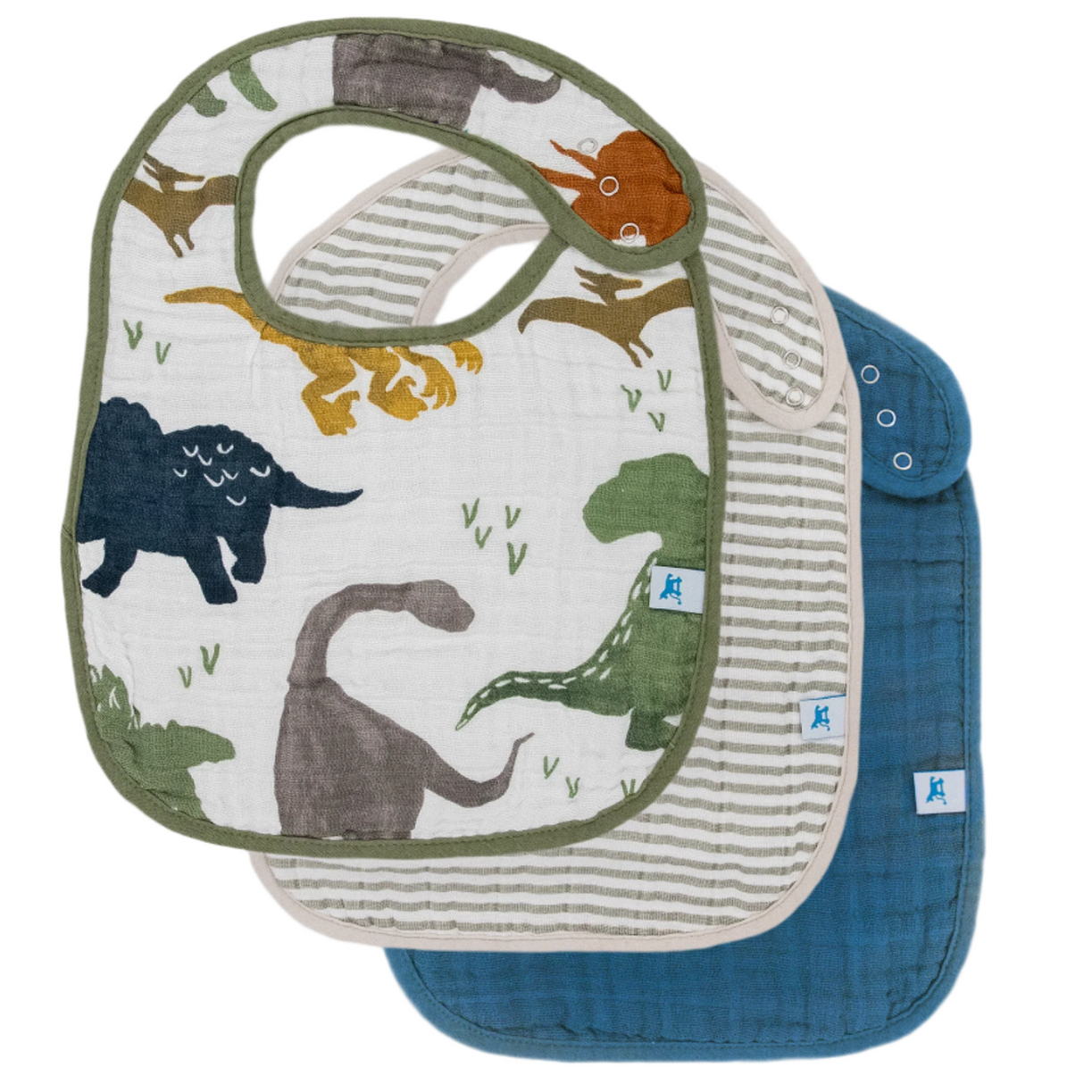 Cotton Muslin Classic Bib 3 Pack - Dino Friends - HoneyBug 
