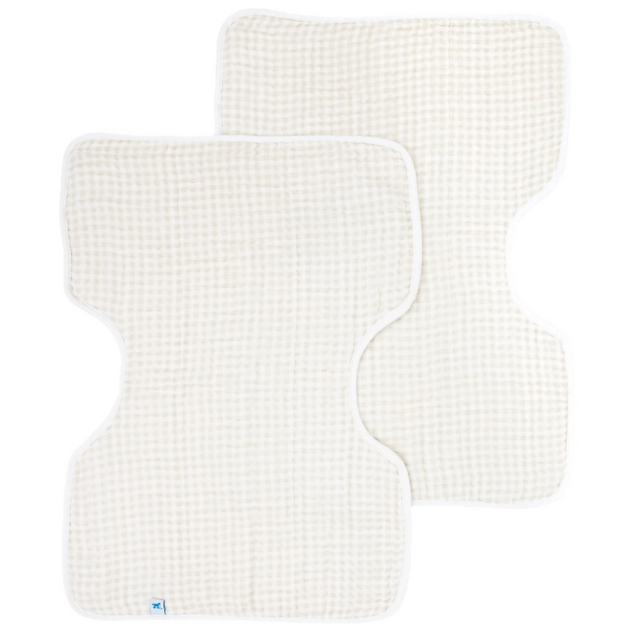 Cotton Muslin Burp Cloth 2 Pack - Tan Gingham - HoneyBug 