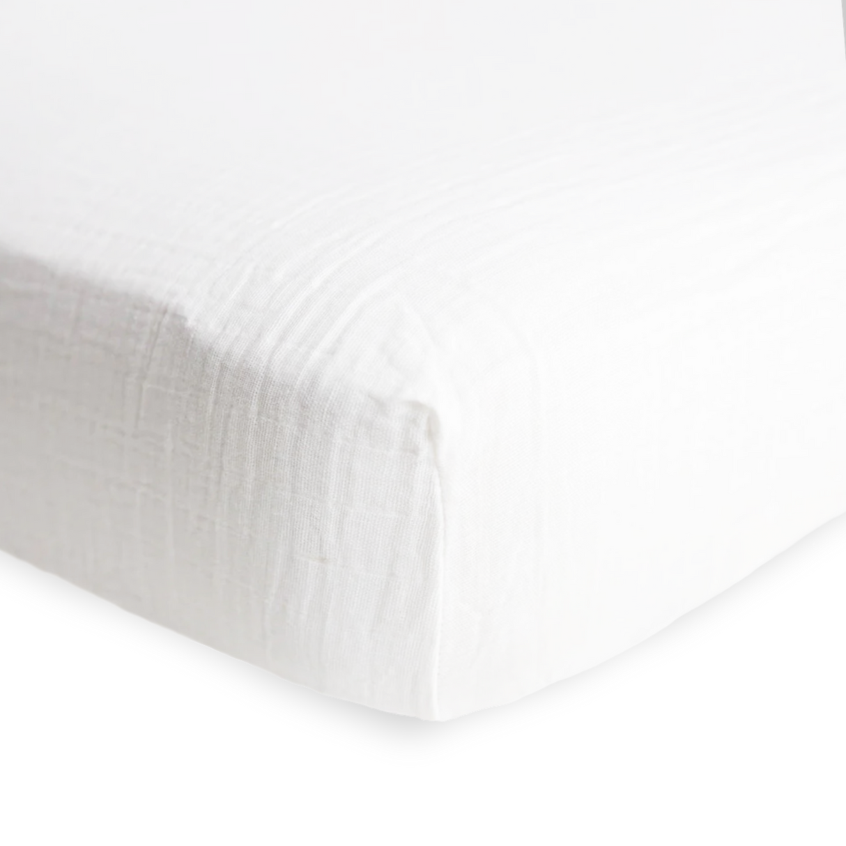 Cotton Muslin Crib Sheet - White - HoneyBug 