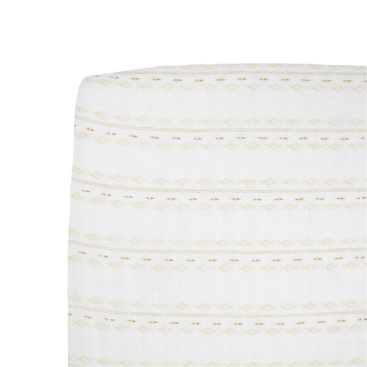 Cotton Muslin Crib Sheet - Gold Diamond-Stripe - HoneyBug 
