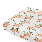 Cotton Muslin Changing Pad Cover - Watercolor Roses - HoneyBug 