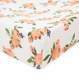 Cotton Muslin Changing Pad Cover - Watercolor Roses - HoneyBug 
