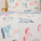 Cotton Muslin Toddler Comforter - Unicorns - HoneyBug 