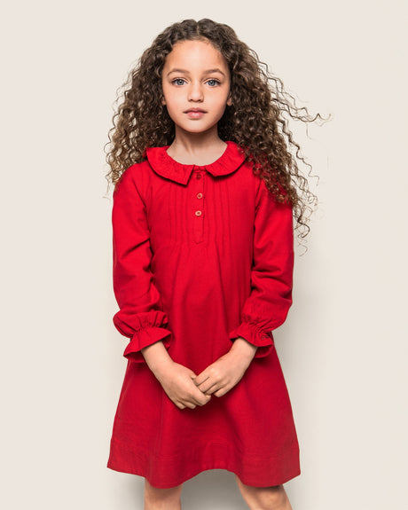 Girl's Flannel Victoria Nightgown in Red