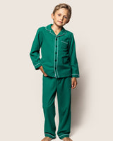 Kid's Flannel Pajama Set in Forest Green - HoneyBug 