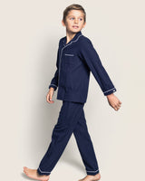Kid's Flannel Pajama Set in Navy - HoneyBug 