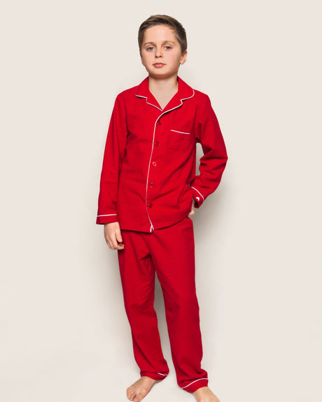 Kid's Flannel Pajama Set in Red - HoneyBug 