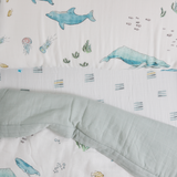 Cotton Muslin Toddler Bedding 3 Piece Set - Whales - HoneyBug 
