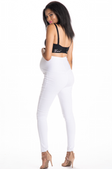 White Out Moto Maternity Leggings - HoneyBug 