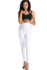 White Out Moto Maternity Leggings - HoneyBug 