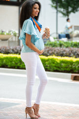 White Out Moto Maternity Leggings - HoneyBug 