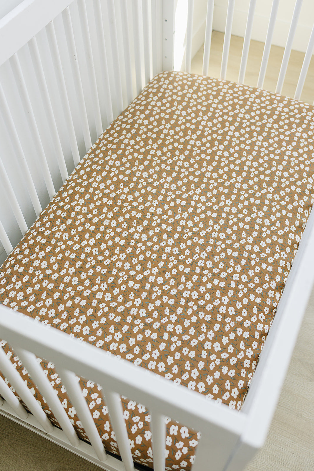Mustard Floral Bamboo Stretch Crib Sheet - HoneyBug 