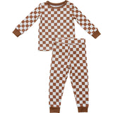 Rust Checkered Ribbed Bamboo Cozy Set - HoneyBug 