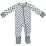 Light Green Checkered Bamboo Zipper - HoneyBug 