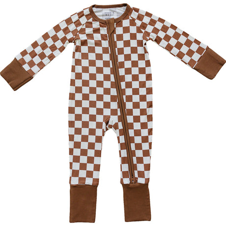 Rust Checkered Ribbed Bamboo Zipper - HoneyBug 