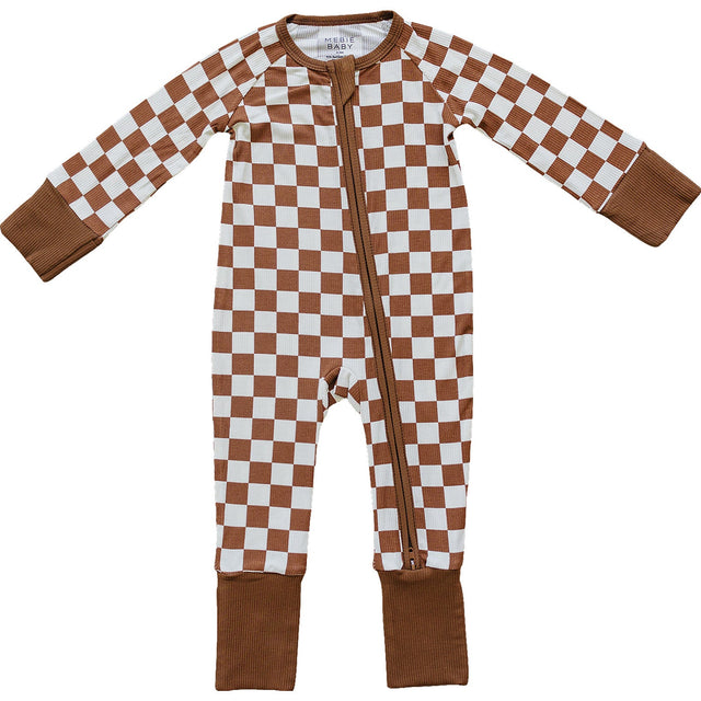 Rust Checkered Ribbed Bamboo Zipper - HoneyBug 