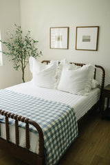 Dusty Blue Gingham Twin Muslin Quilt - HoneyBug 
