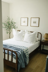 Dusty Blue Gingham Twin Muslin Quilt - HoneyBug 